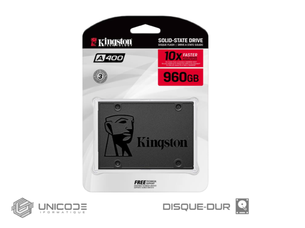 Disque SSD Kingston A400 960GB, emballage produit