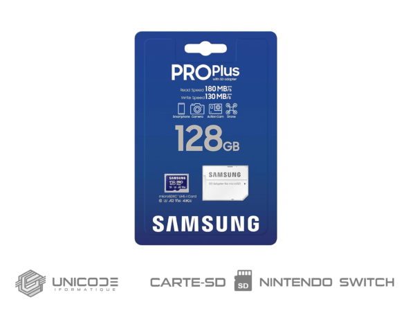 samsung carte sd pro plus 128gb, pour nintendo switch